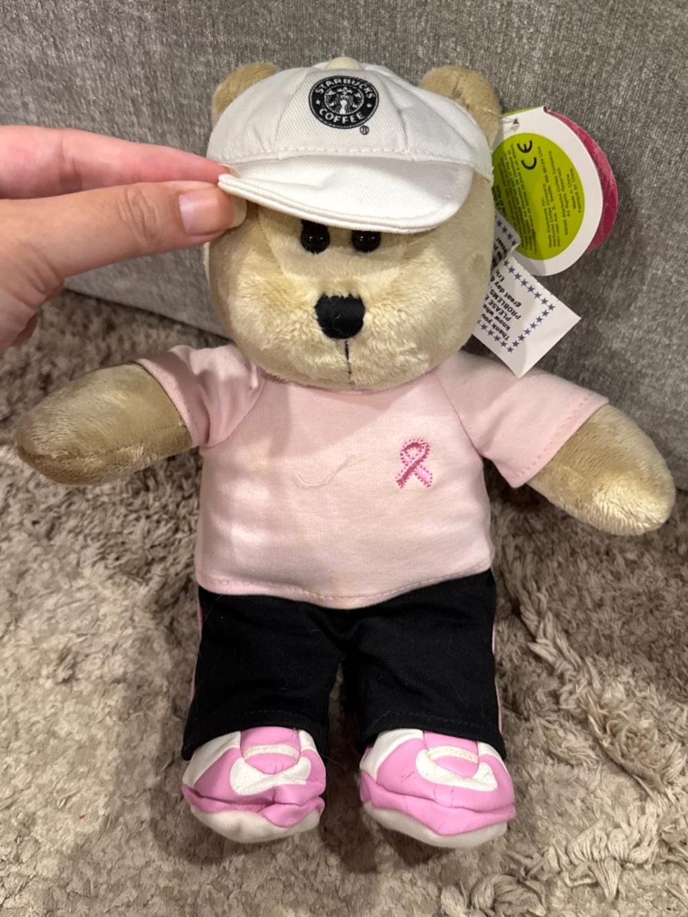 Starbucks Bearista Bear THRIVE Breast Cancer Awareness Pink Ribbon 2005 NWT